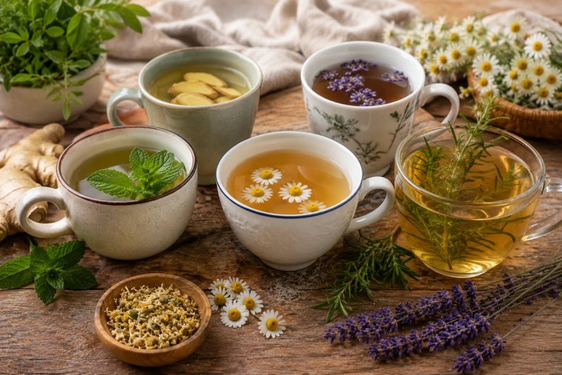 Tazas de infusiones naturales para aliviar el dolor de cabeza