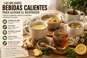Tazas de infusiones reconfortantes para el resfriado