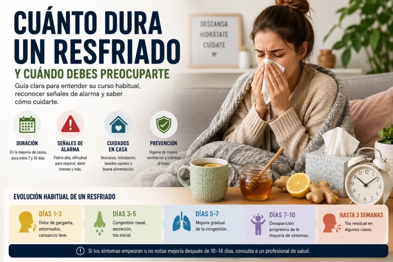 Imagen alusiva a la duración del resfriado y señales de alerta