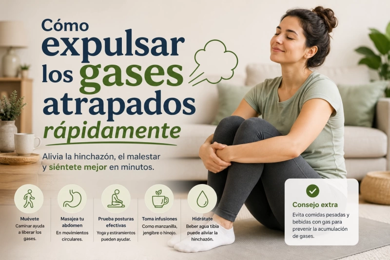 Persona aliviando gases con ejercicios simples y efectivos