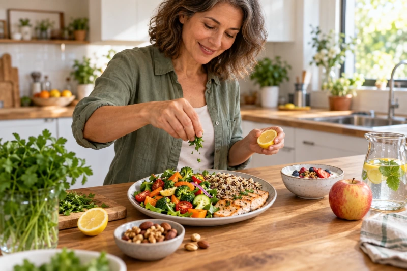 Frutas y verduras frescas para una dieta DASH saludable