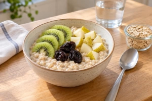Tazón de avena con frutas ayuda a aliviar el estreñimiento