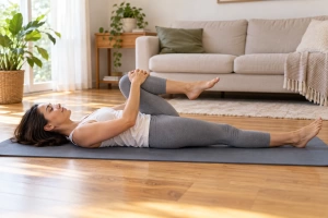 Persona realizando ejercicios para mejorar el tránsito intestinal