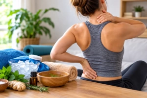 Persona utilizando remedios caseros para dolores musculares